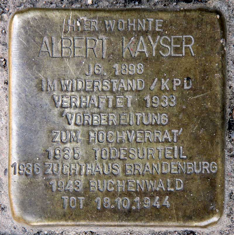 Stolperstein für Albert Kayser